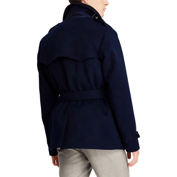 Classic Chairman Navy Wool Melton Trench Coat Purple Label 6