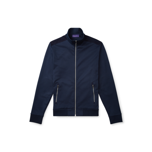 Suede-Trim Cotton Track Jacket Purple Label 1