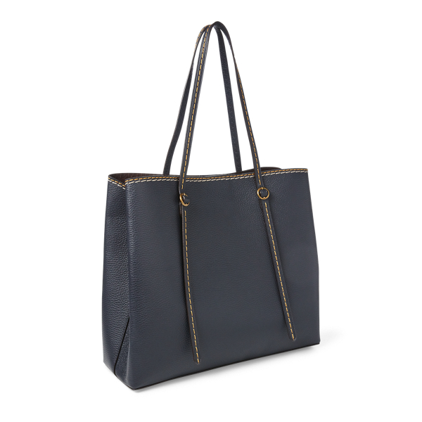 Navy Pebbled Leather Lennox Tote Polo Ralph Lauren 3