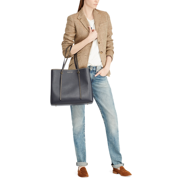 Navy Pebbled Leather Lennox Tote Polo Ralph Lauren 5