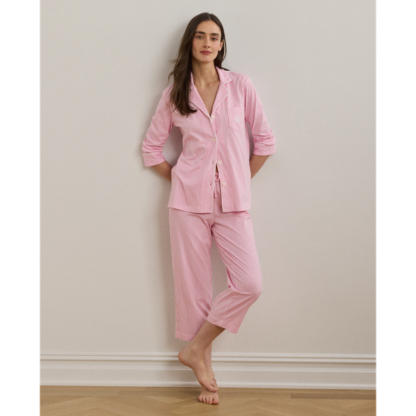 Pink White Stripe Cotton Sleep Set Lauren 1