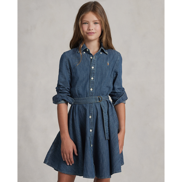 Belted Cotton Denim Shirtdress