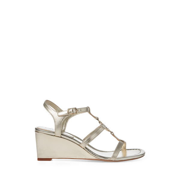 Elina Metallic Wedge Sandal for Women Ralph Lauren UK