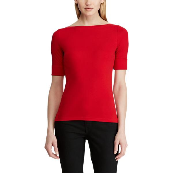 Baumwolltop mit U-Boot-Ausschnitt Lauren in Red 4