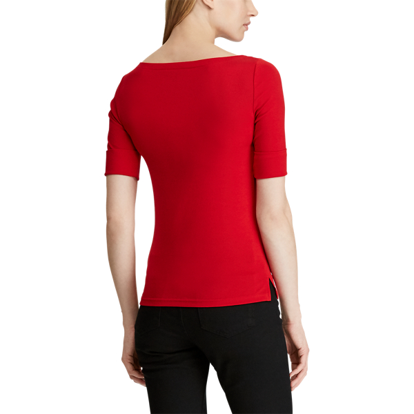 Baumwolltop mit U-Boot-Ausschnitt Lauren in Red 5