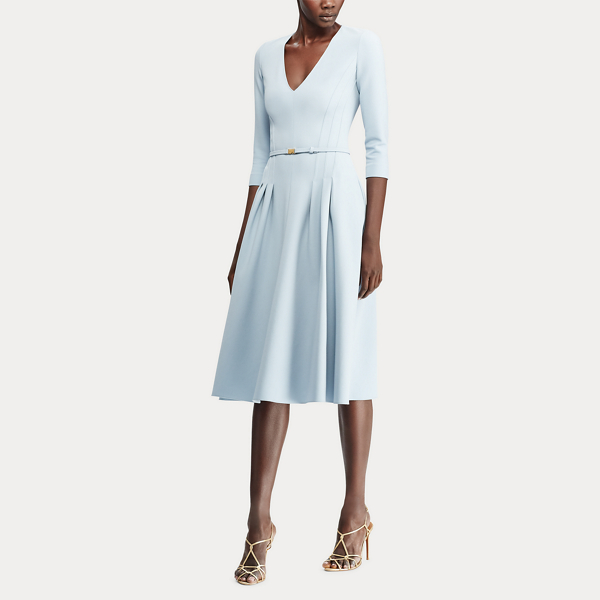 Vestido em mistura de l&atilde; Raeana Ralph Lauren Collection em Azul de esmalte 4