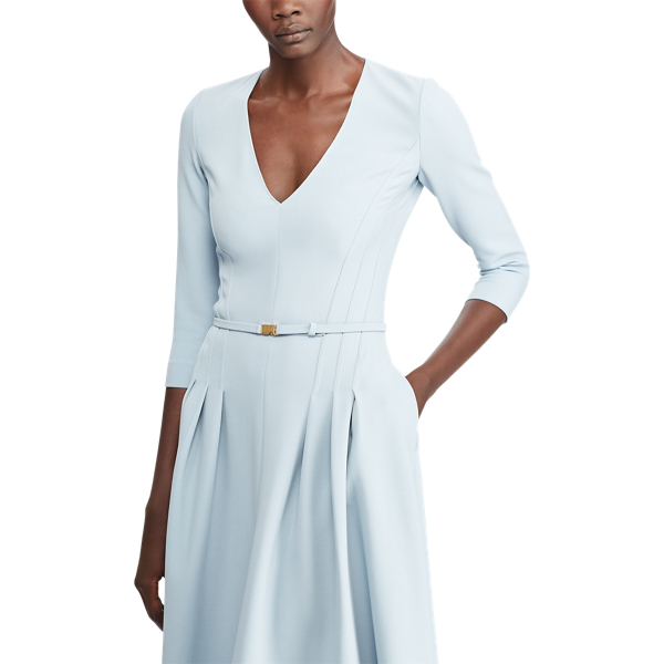 Vestido em mistura de l&atilde; Raeana Ralph Lauren Collection em Azul de esmalte 5