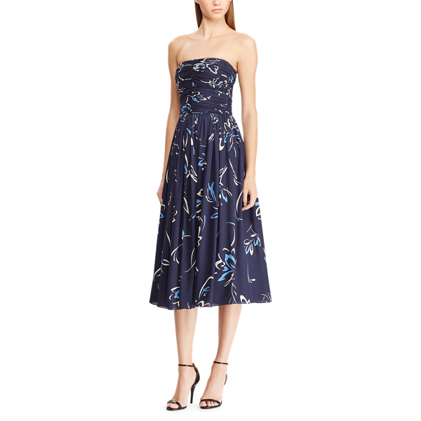 Bright Navy Multi Carren Silk Dress Ralph Lauren Collection 4