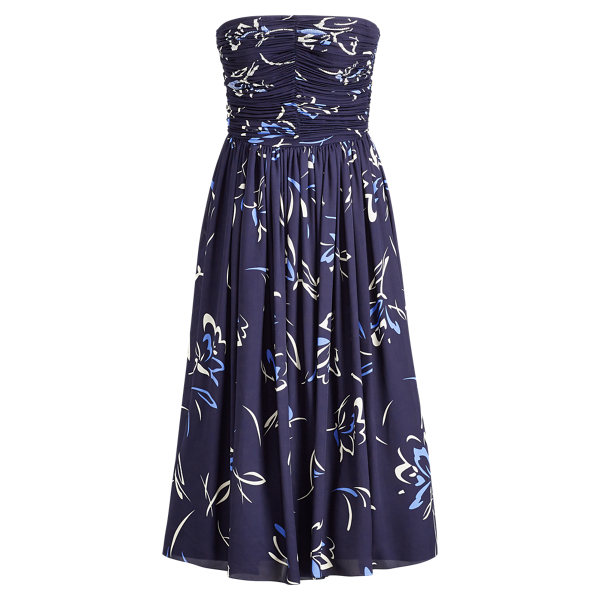 Bright Navy Multi Carren Silk Dress Ralph Lauren Collection 7