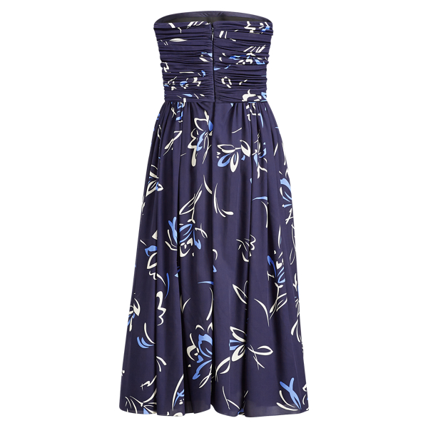 Bright Navy Multi Carren Silk Dress Ralph Lauren Collection 8