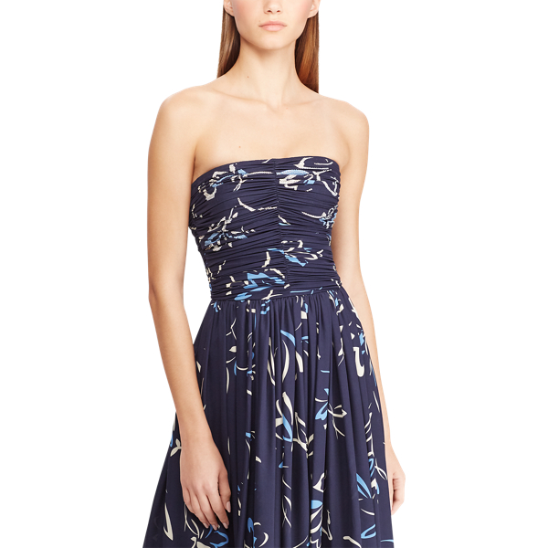 Bright Navy Multi Carren Silk Dress Ralph Lauren Collection 5