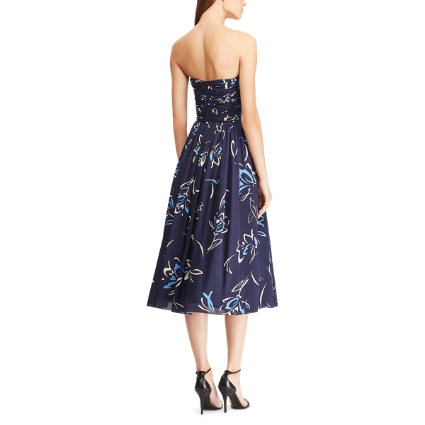 Bright Navy Multi Carren Silk Dress Ralph Lauren Collection 6