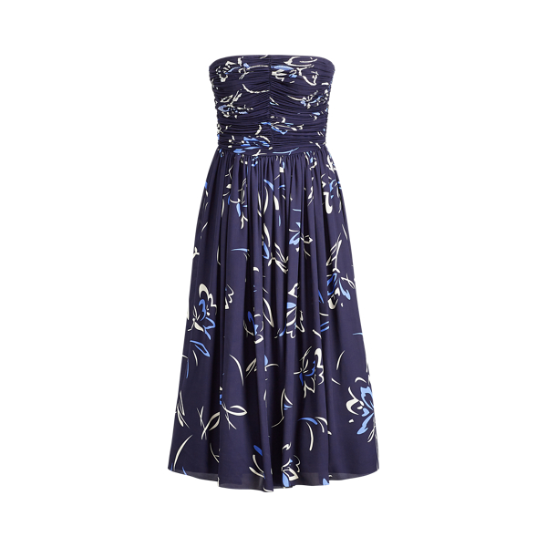 Bright Navy Multi Carren Silk Dress Ralph Lauren Collection 2