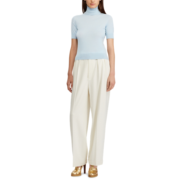 Powder Blue Cashmere Short-Sleeve Roll Neck Ralph Lauren Collection 3