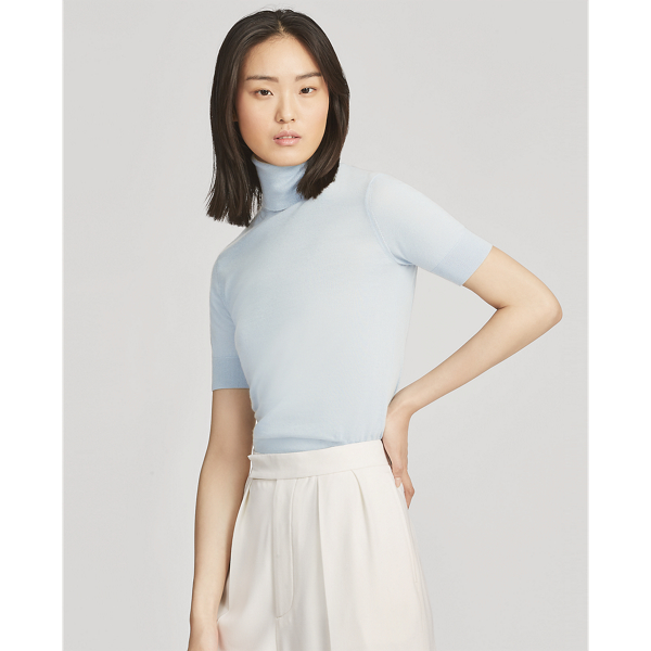 Cashmere Short-Sleeve Roll Neck