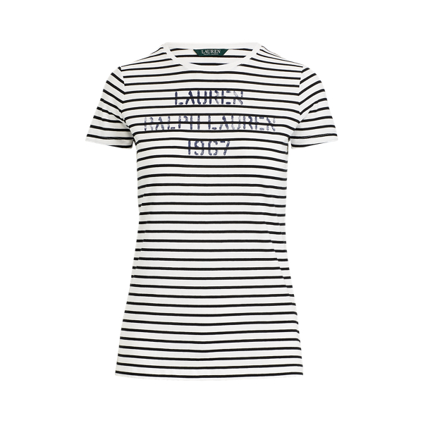 Striped Stencil-Logo T-Shirt Lauren em 1