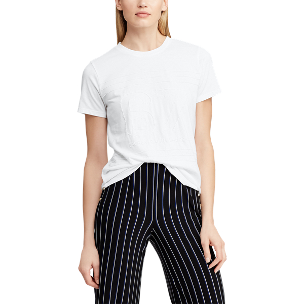 White Cotton-Blend Tee Lauren 4