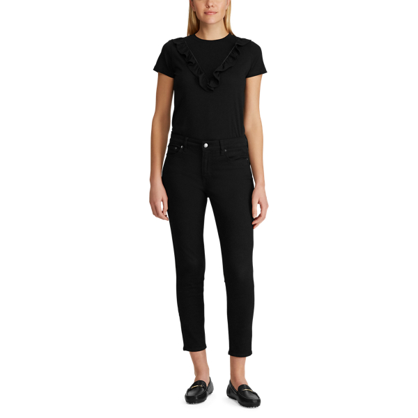 Polo Black Eyelet-Trim Cotton T-Shirt Lauren 3