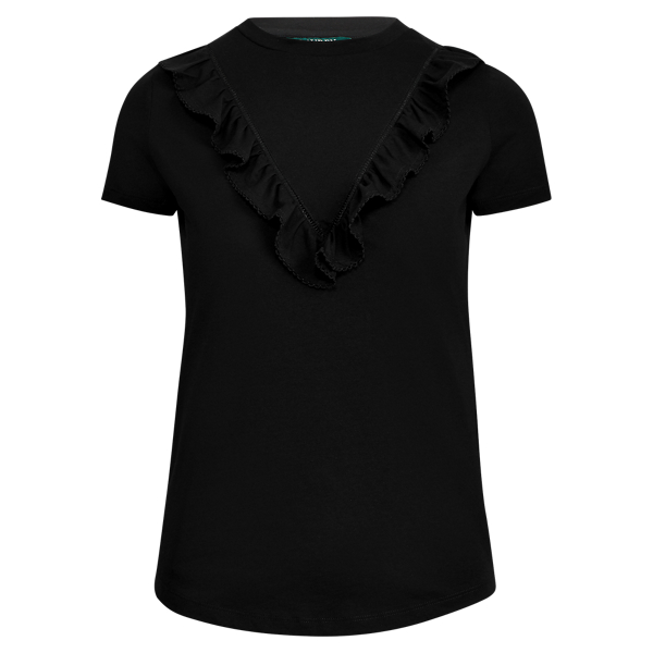 Polo Black Eyelet-Trim Cotton T-Shirt Lauren 1