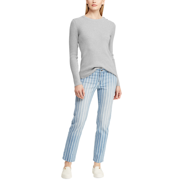 Cotton-Blend Sweater Lauren in Pearl Grey Heather 2