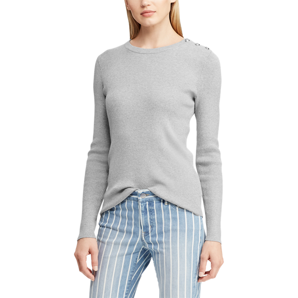 Cotton-Blend Sweater Lauren in Pearl Grey Heather 3