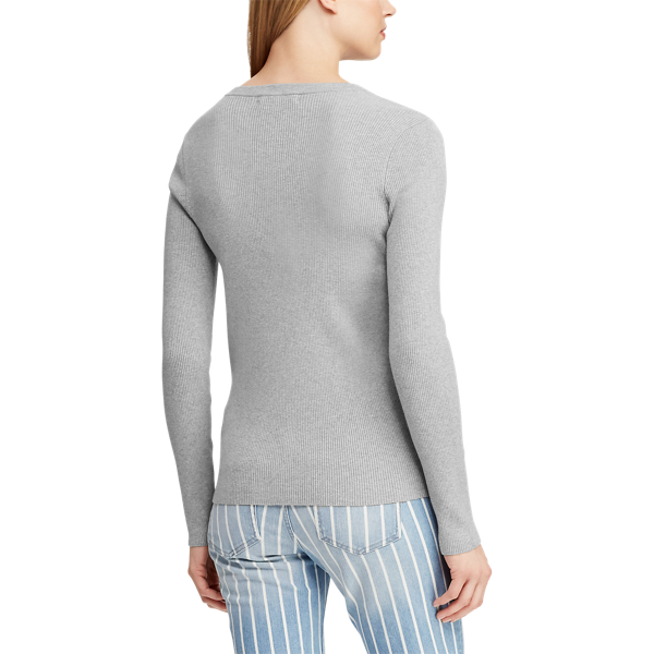 Cotton-Blend Sweater Lauren in Pearl Grey Heather 4