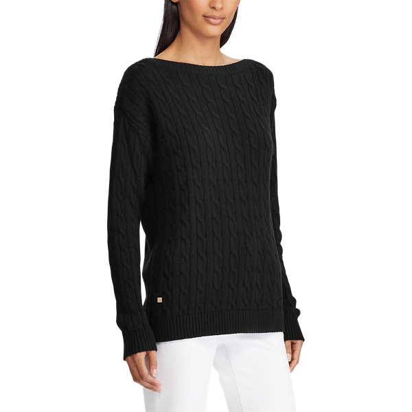Polo Black Cable Cotton Boatneck Sweater Lauren 4