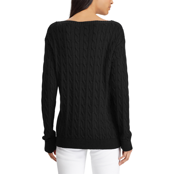 Polo Black Cable Cotton Boatneck Sweater Lauren 5