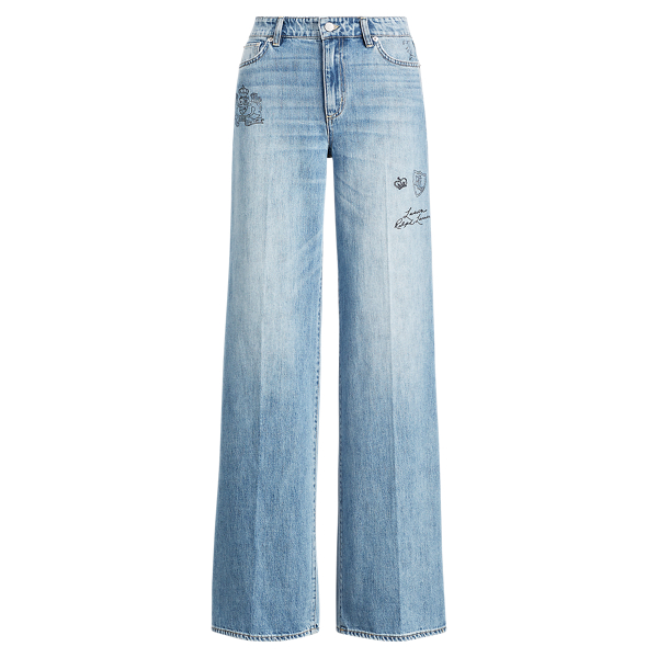 Gemusterte Jeans mit weitem Bein