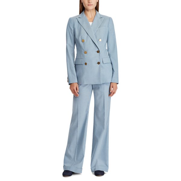 Blue Heather Double-Breasted Wool Blazer Lauren 3