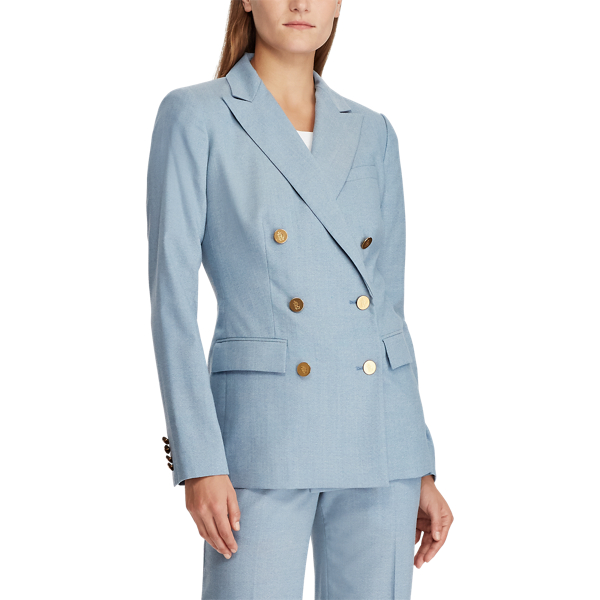 Blue Heather Double-Breasted Wool Blazer Lauren 4