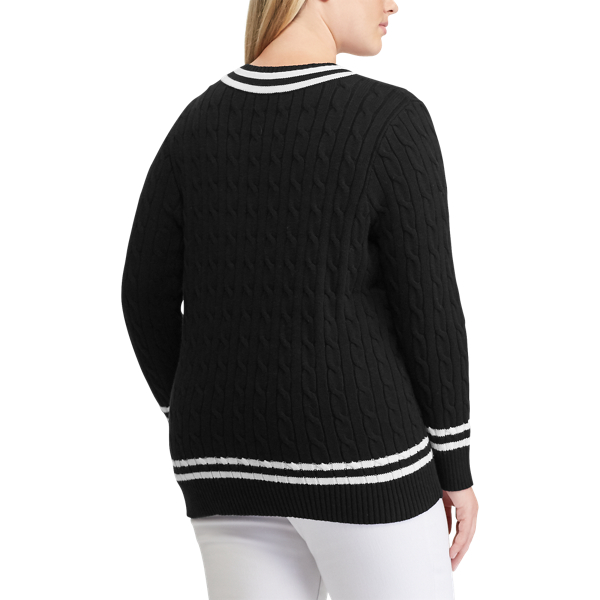 Polo Black/Silk White Cotton Cricket Sweater Lauren Woman 5