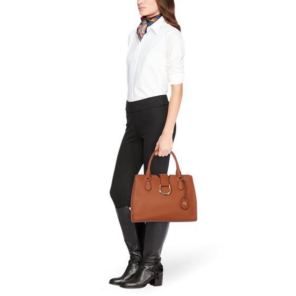 Lauren Tan Medium Pebbled Leather Satchel Lauren 6