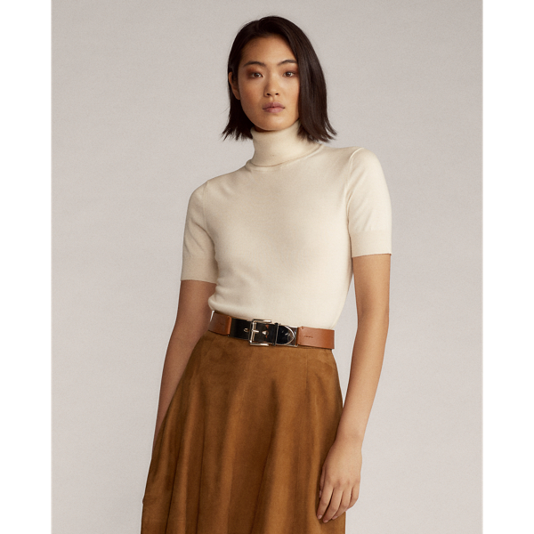 Cashmere Short-Sleeve Turtleneck