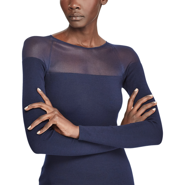 Abito a girocollo in lana Ralph Lauren Collection in Blu navy 5