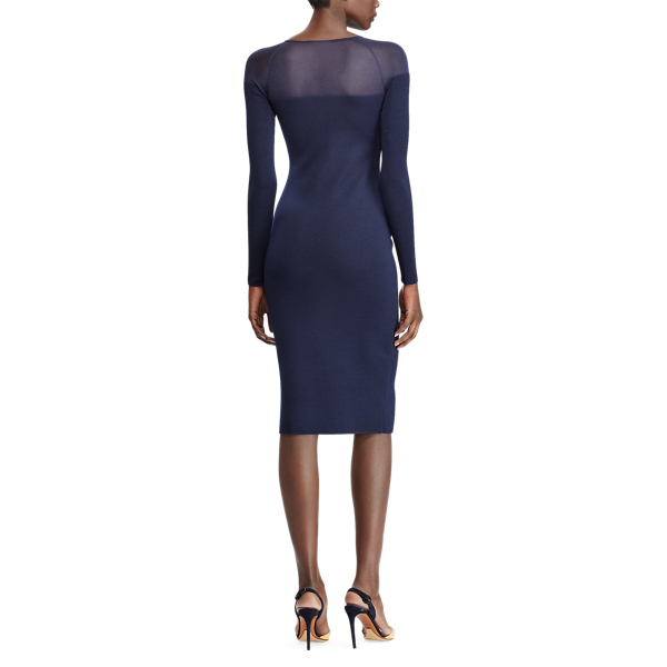 Abito a girocollo in lana Ralph Lauren Collection in Blu navy 6