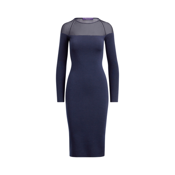 Abito a girocollo in lana Ralph Lauren Collection in Blu navy 2