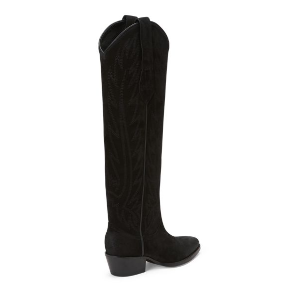 Black Deidre Suede Cowboy Boot Polo Ralph Lauren 3