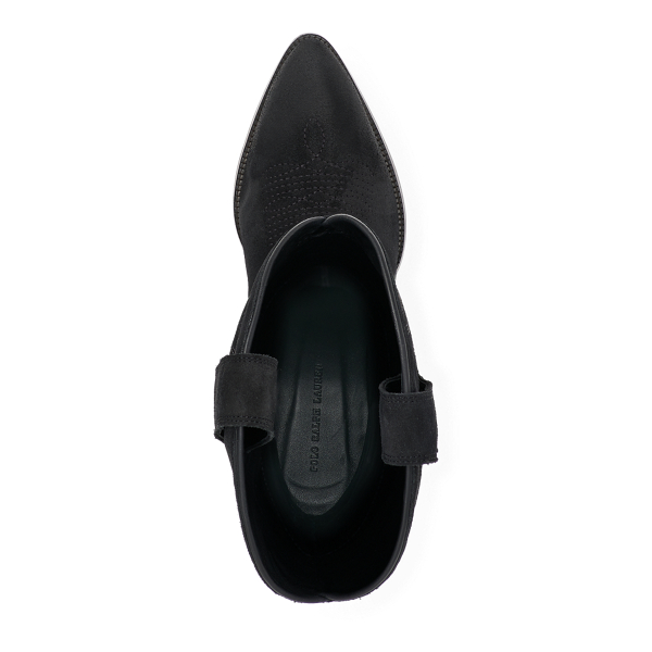 Black Deidre Suede Cowboy Boot Polo Ralph Lauren 4