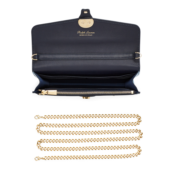 Pale Blue/Midnight Ricky Calfskin Chain Wallet Ralph Lauren Collection 4