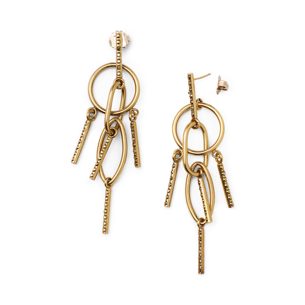 Antique Brass Interlock Chandelier Earrings Ralph Lauren Collection 2
