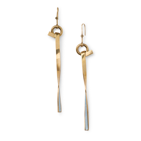 Boucles d'oreille torsad&eacute;es dor&eacute;es Ralph Lauren Collection en 1