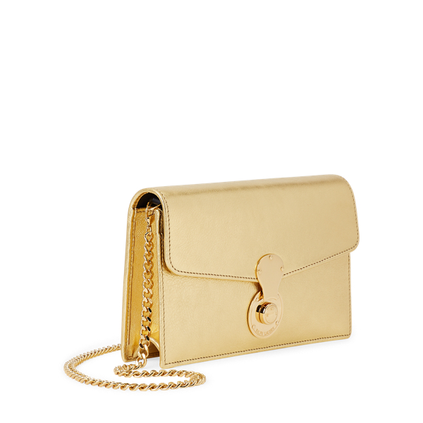 Metallic Gold Ricky Calfskin Chain Wallet Ralph Lauren Collection 2
