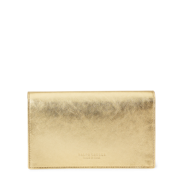 Metallic Gold Ricky Calfskin Chain Wallet Ralph Lauren Collection 3