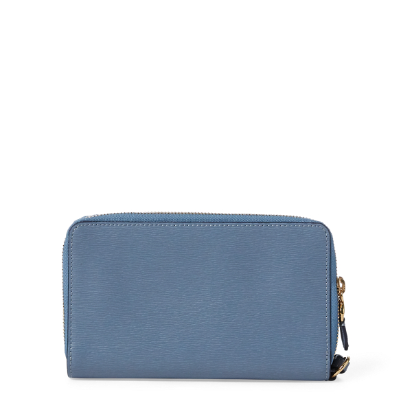 Blue Mist Double-Zip Leather Wristlet Lauren 2