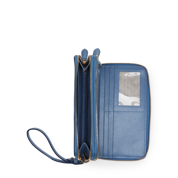 Blue Mist Double-Zip Leather Wristlet Lauren 3