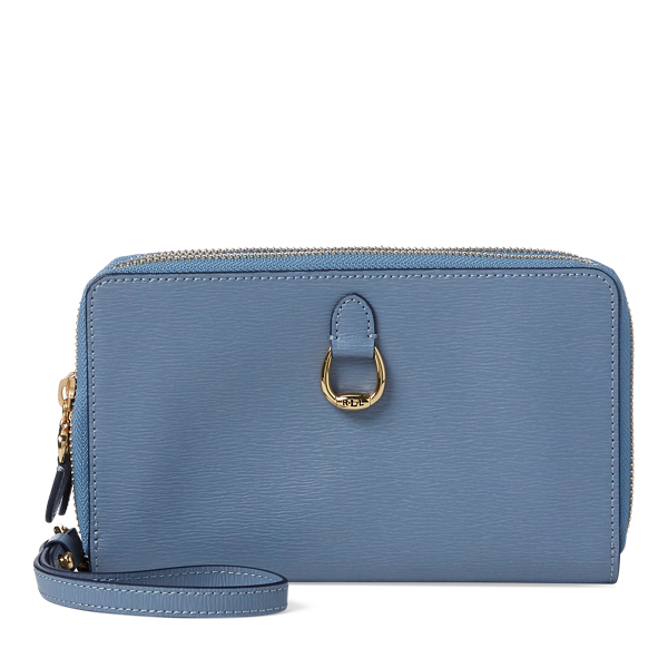 Double-Zip Leather Wristlet