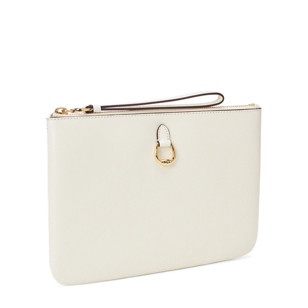 Vanilla Saffiano Leather Wristlet Lauren 2