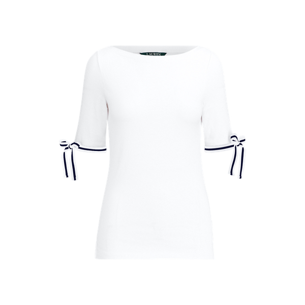 Ribbon-Sleeve Boatneck Top