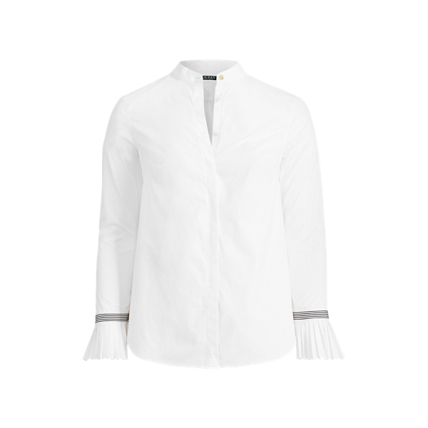Pleated-Cuff Cotton Shirt Lauren Woman 1